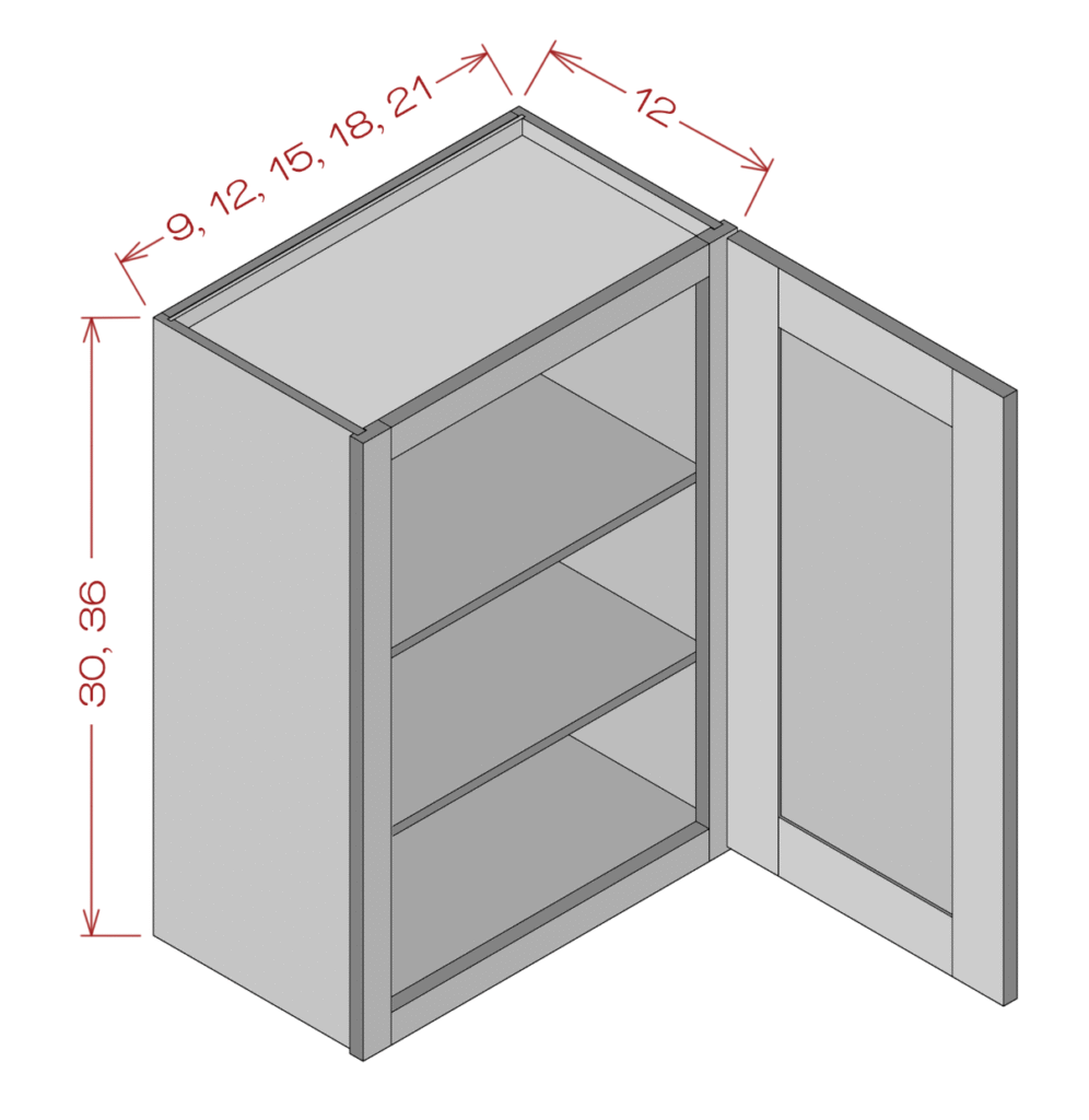 30" height single door wall cabinet